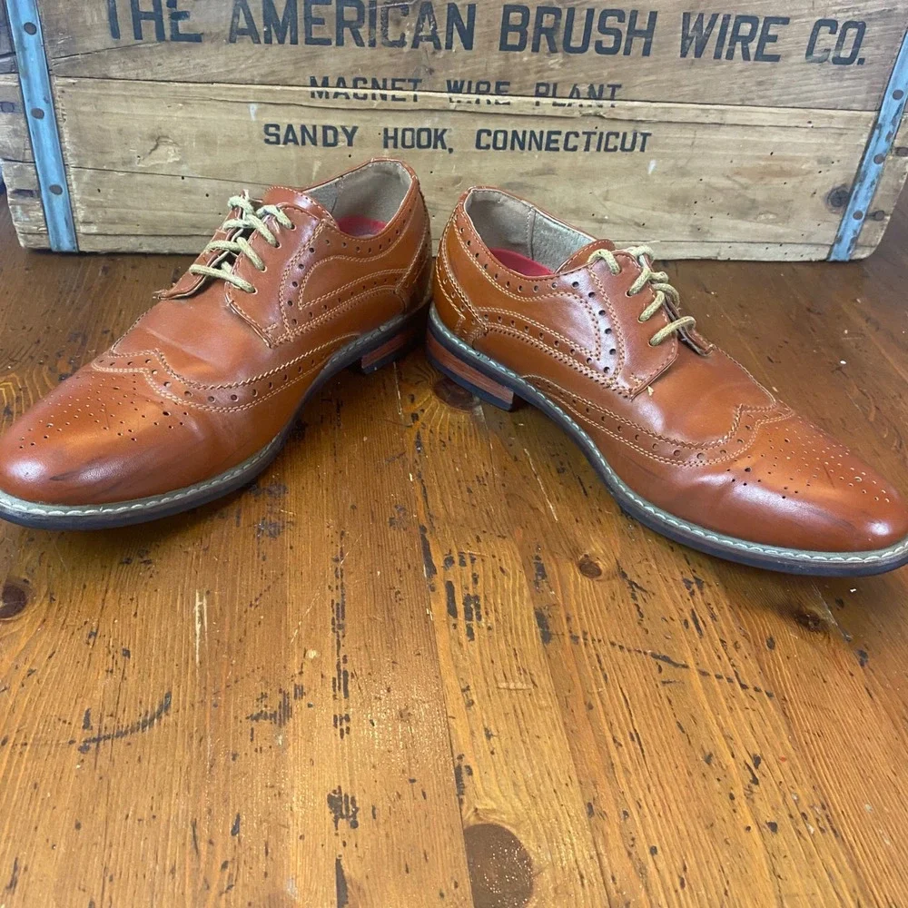 Bruno Marc‎ Prince 03 Mens Size 7.5 Brown Leather Wingtip Oxford Brogue Shoes